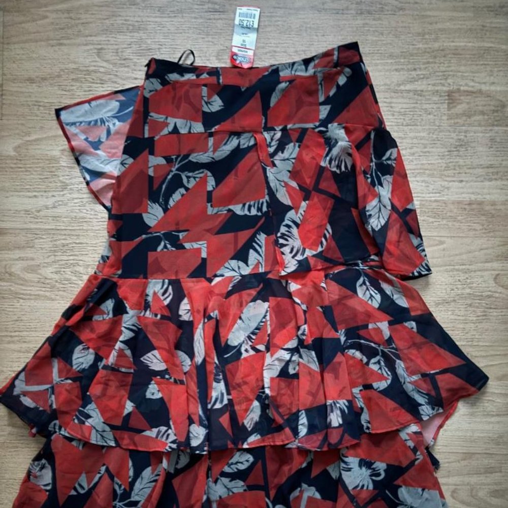 Choice Floral Orange Black and Brown Maxi Calf Length Chiffon Skirt